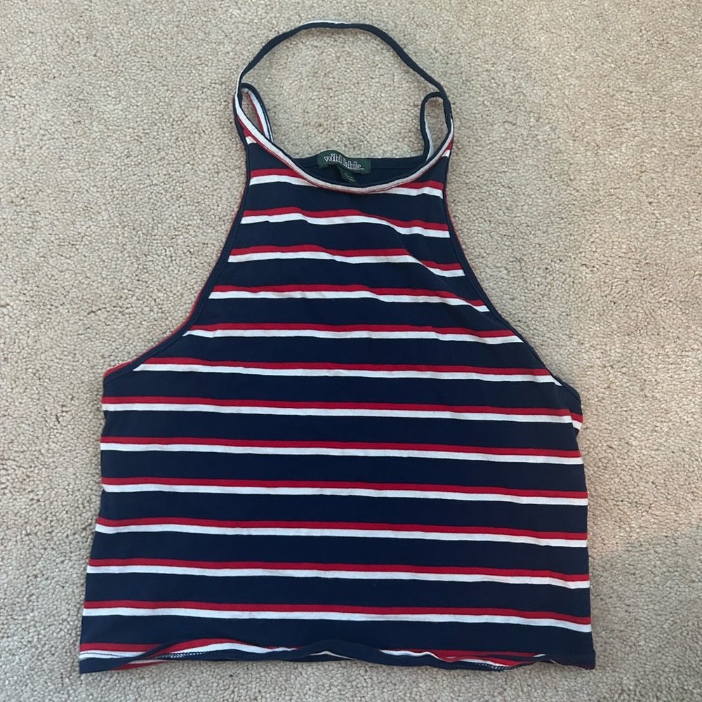 red white blue striped halter tank